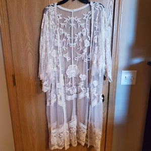 Sheer and lace cover up fits 1x-4x